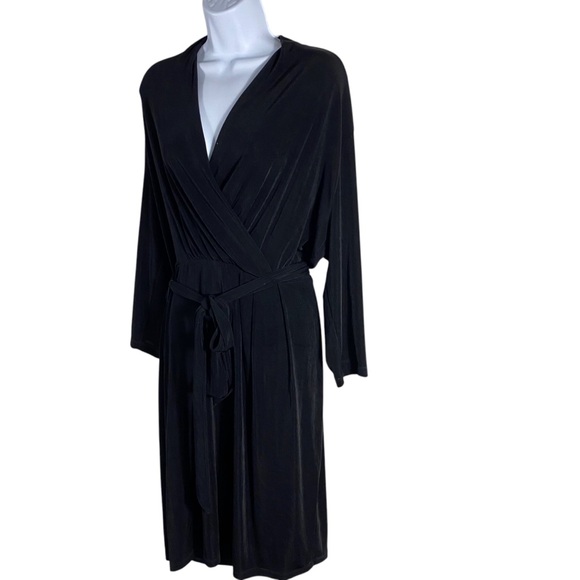 Coldwater Creek 3/4 Sleeve Faux Wrap Dress Black Sz 1X - Picture 2 of 8